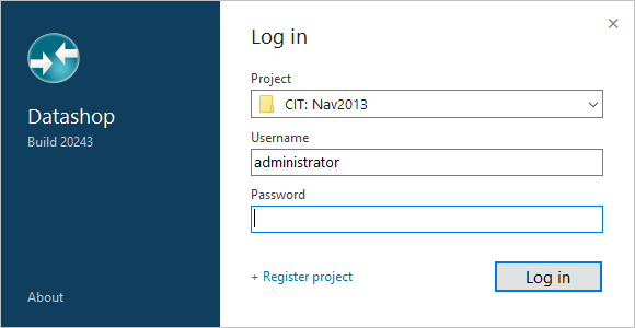 Datashop login dialog