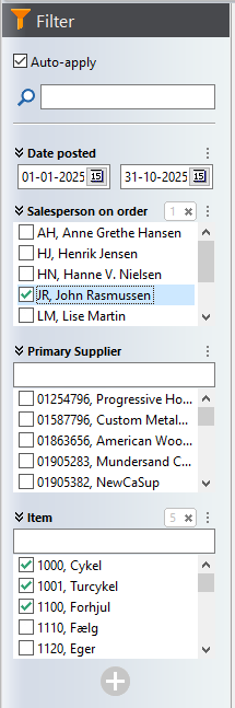 Filter Panel example