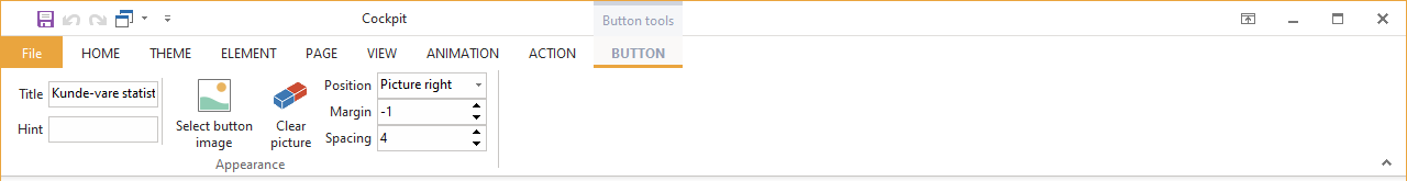 The BUTTON tab
