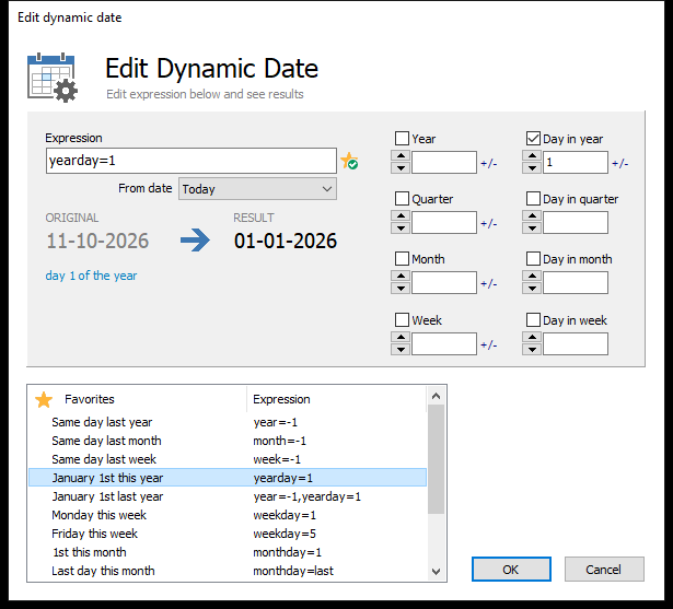 The dynamic date editor