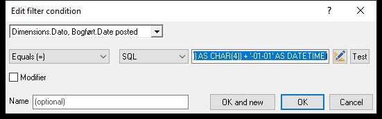 Edit filter condition