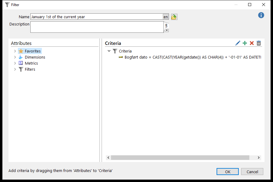 The filter editor