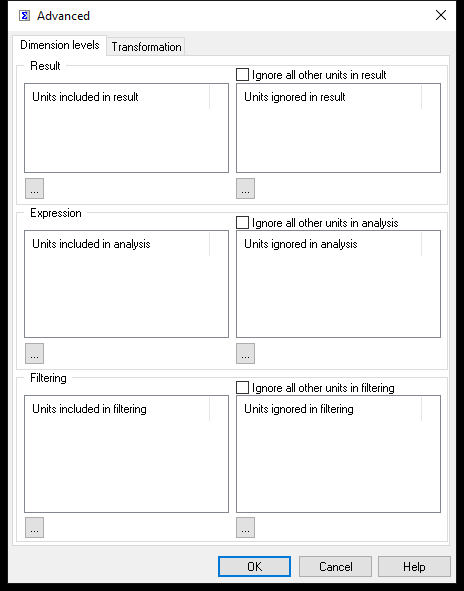 Advanced metric settings