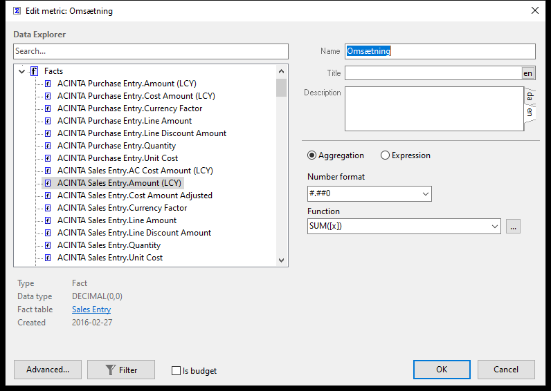 The metric editor