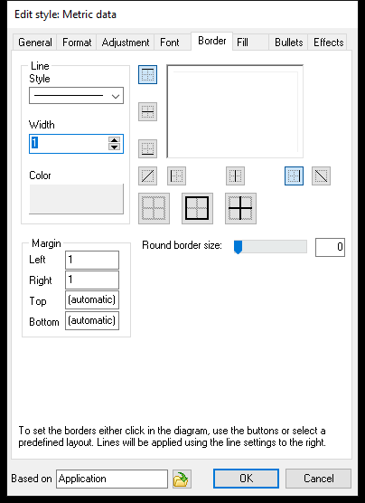 The Border tab