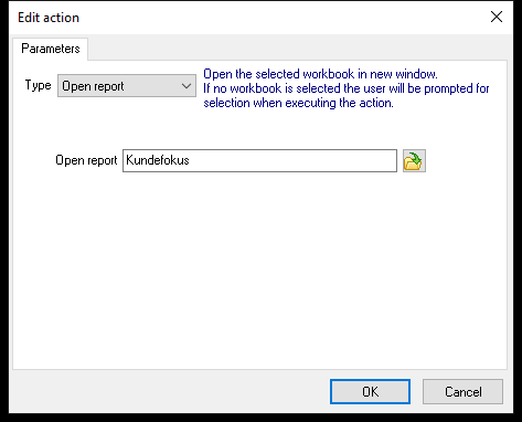 The Edit action dialog