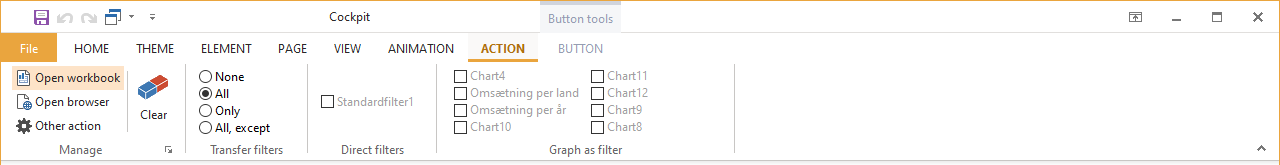 The ACTION tab