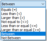List of possible filter operators for a segment