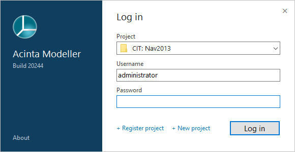 The Modeller login dialog